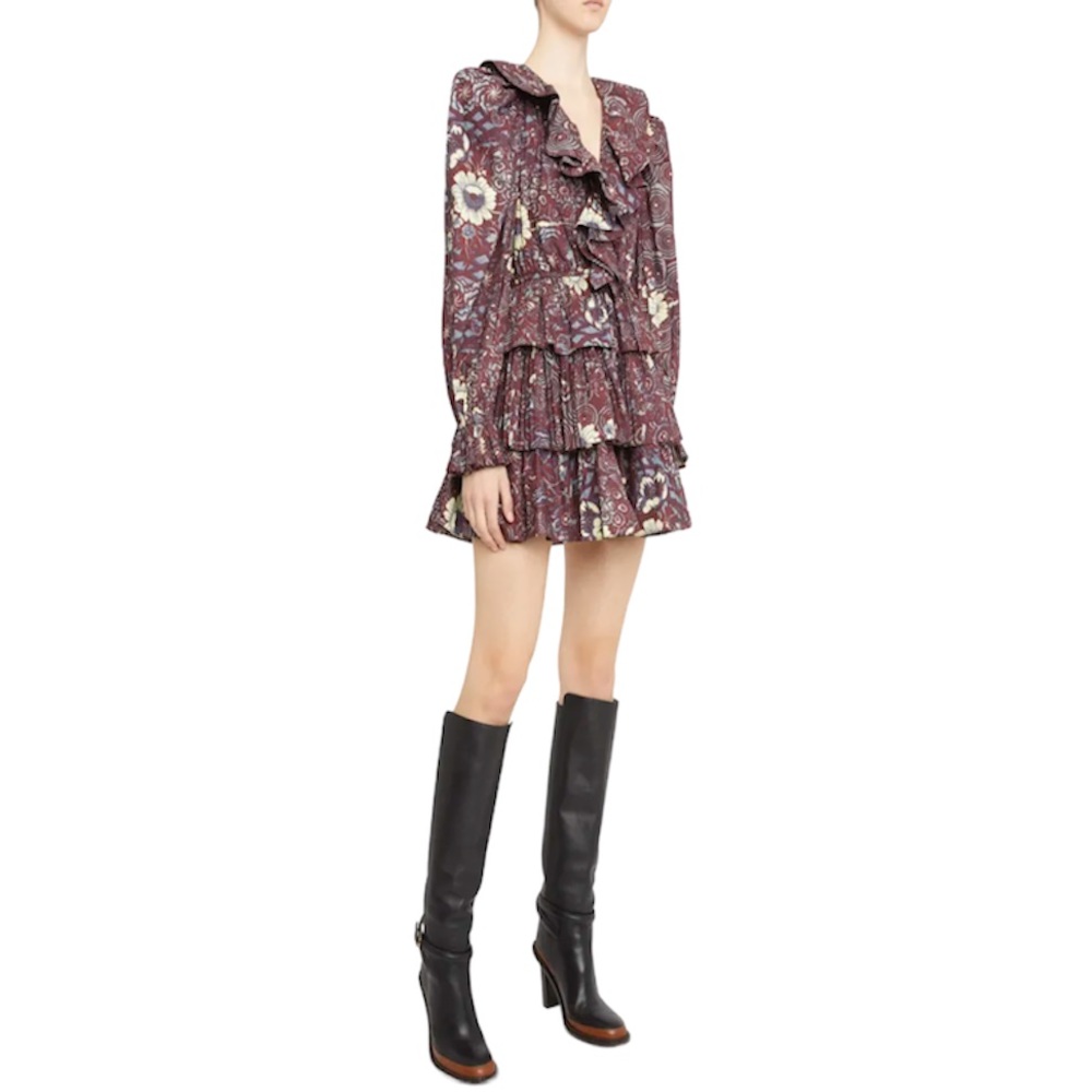 ULLA JOHNSON Lola Floral Cotton Ruffle Mini Dress NEW Heliotrope Size 8 - Picture 11 of 16